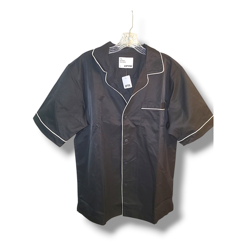 EPTM‎ Men's Black Snap Short Sleeve Shirt Size Large New With Tags